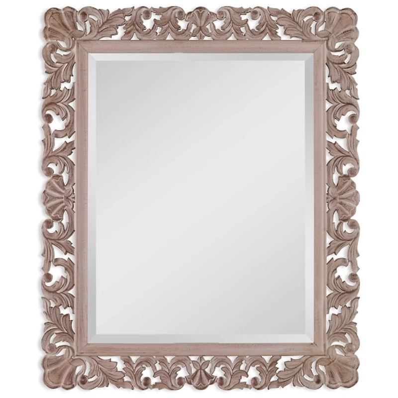 Natural Wooden Beveled Wall Mirror