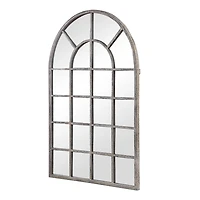 Antique Rustic Arch Windowpane Mirror