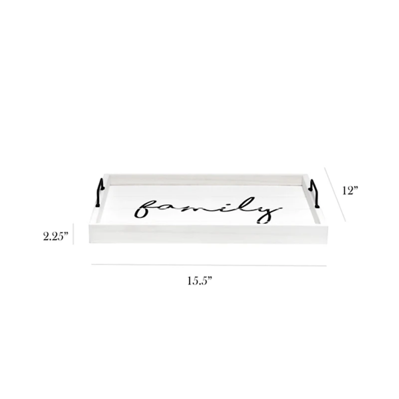 Whitewash Family Wooden Tray