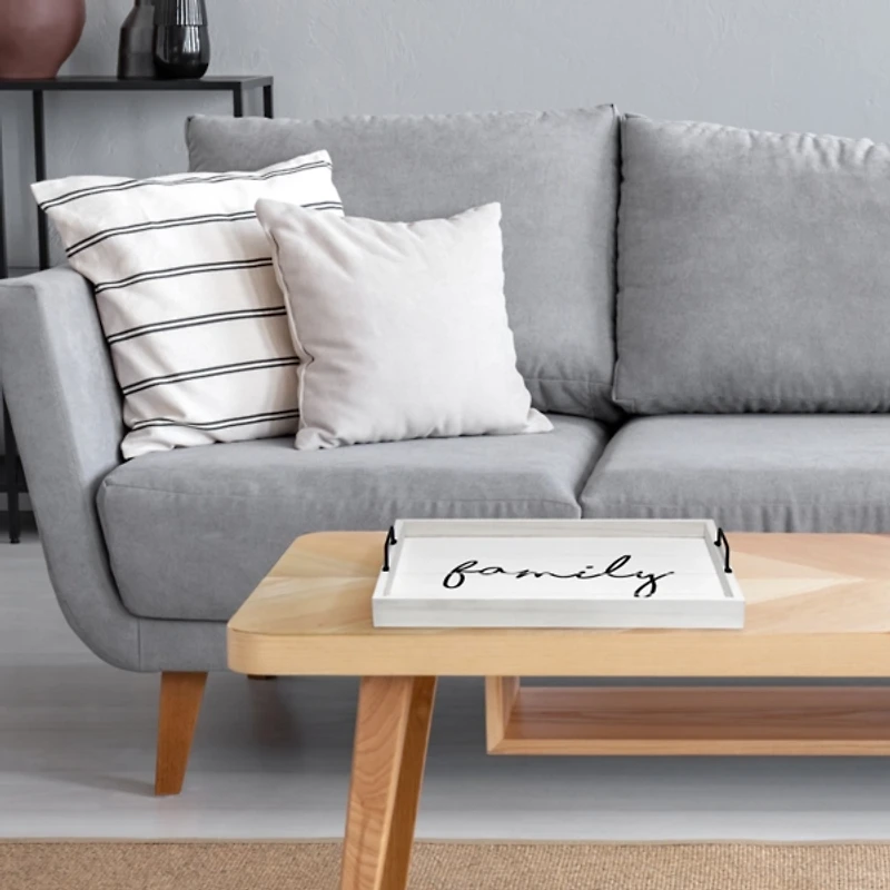 Whitewash Family Wooden Tray