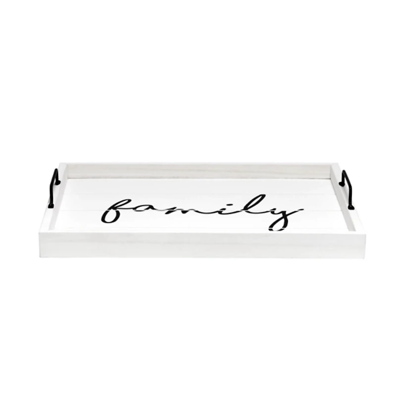 Whitewash Family Wooden Tray