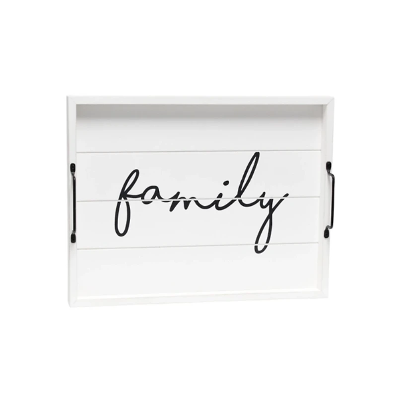 Whitewash Family Wooden Tray