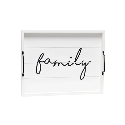 Whitewash Family Wooden Tray