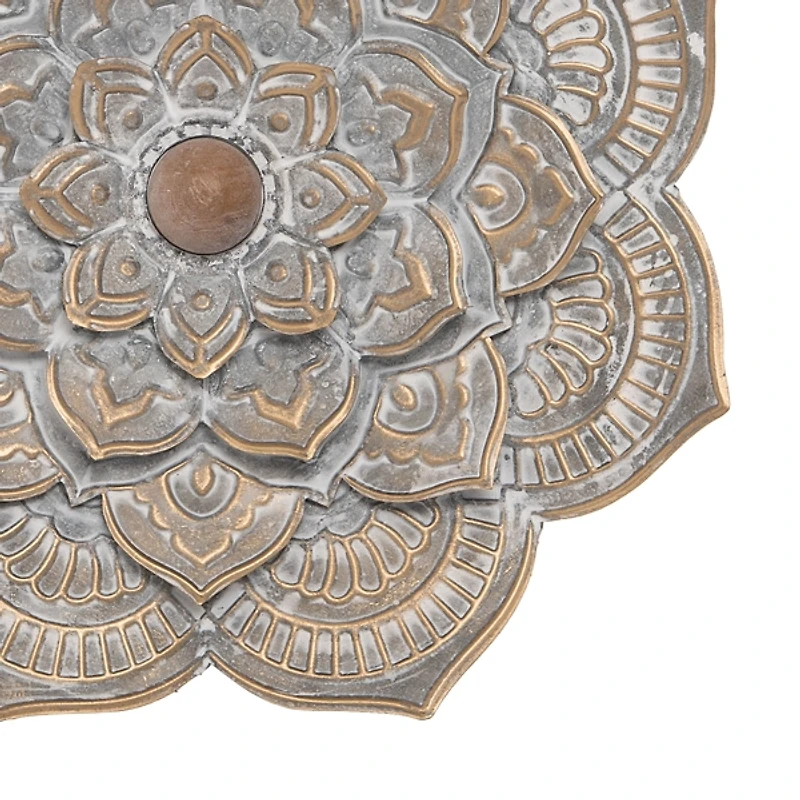 Patina Finish Metal Flower Large Wall Plaque