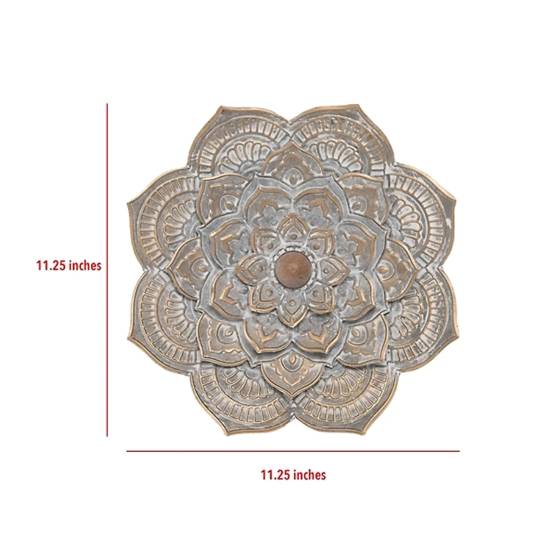 Patina Finish Metal Flower Large Wall Plaque
