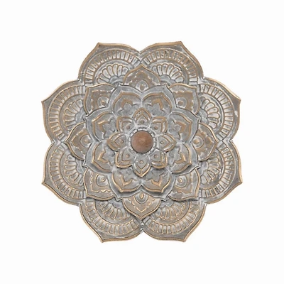 Patina Finish Metal Flower Large Wall Plaque
