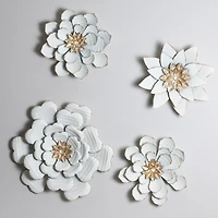 White and Gold Metal Flower Wall Plaque