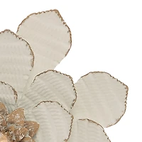 White and Gold Metal Flower Wall Plaque