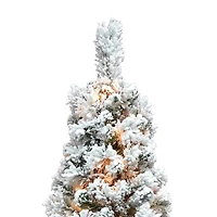 4 ft. Pre-Lit Flocked Pine Tree in Metal Pot
