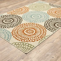 Blue and Orange Circles Outdoor Area Rug