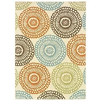 Blue and Orange Circles Outdoor Area Rug