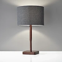 Dark Wood and Gray Shade Sam Table Lamp
