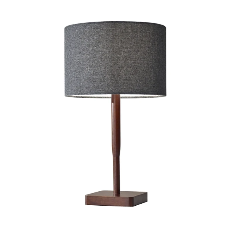 Dark Wood and Gray Shade Sam Table Lamp