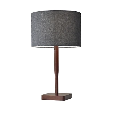 Dark Wood and Gray Shade Sam Table Lamp