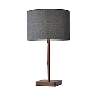 Dark Wood and Gray Shade Sam Table Lamp