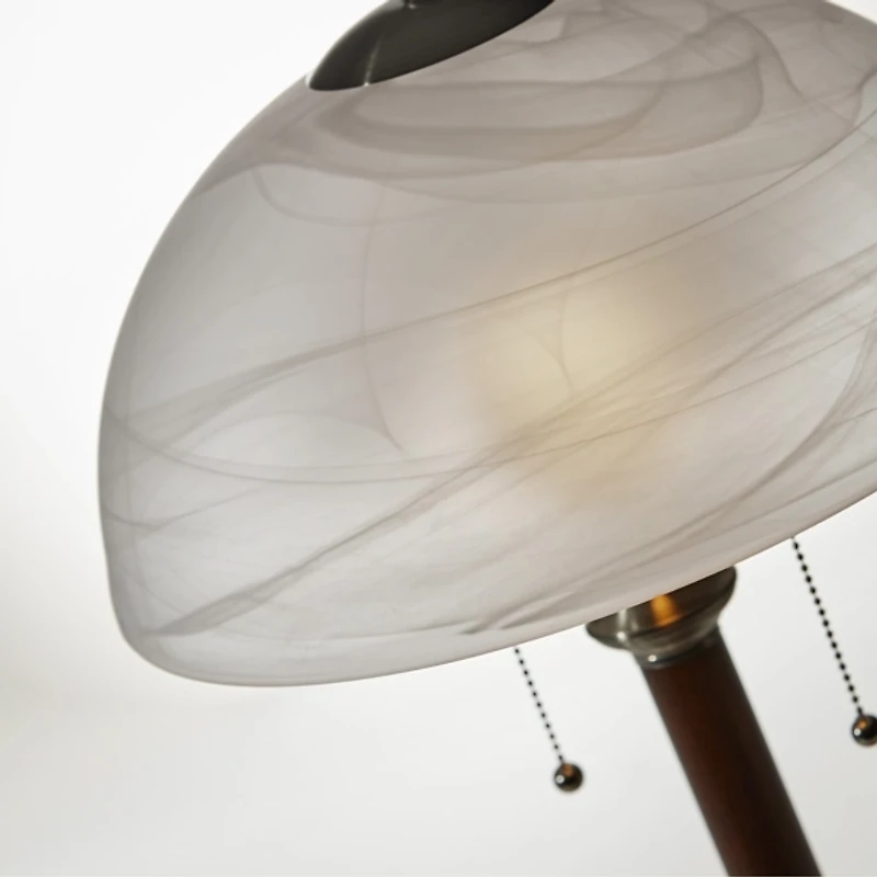 Walnut Alabaster Frosted Glass Table Lamp