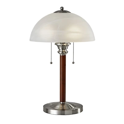 Walnut Alabaster Frosted Glass Table Lamp