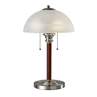 Walnut Alabaster Frosted Glass Table Lamp