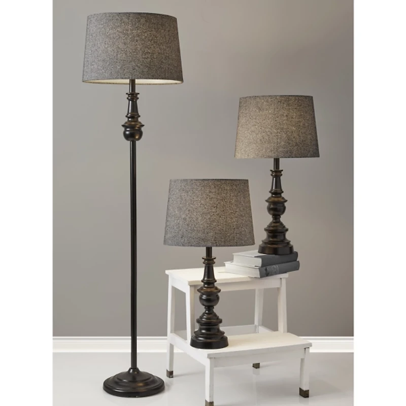 Black Lucas 3-pc. Table and Floor Lamp Set