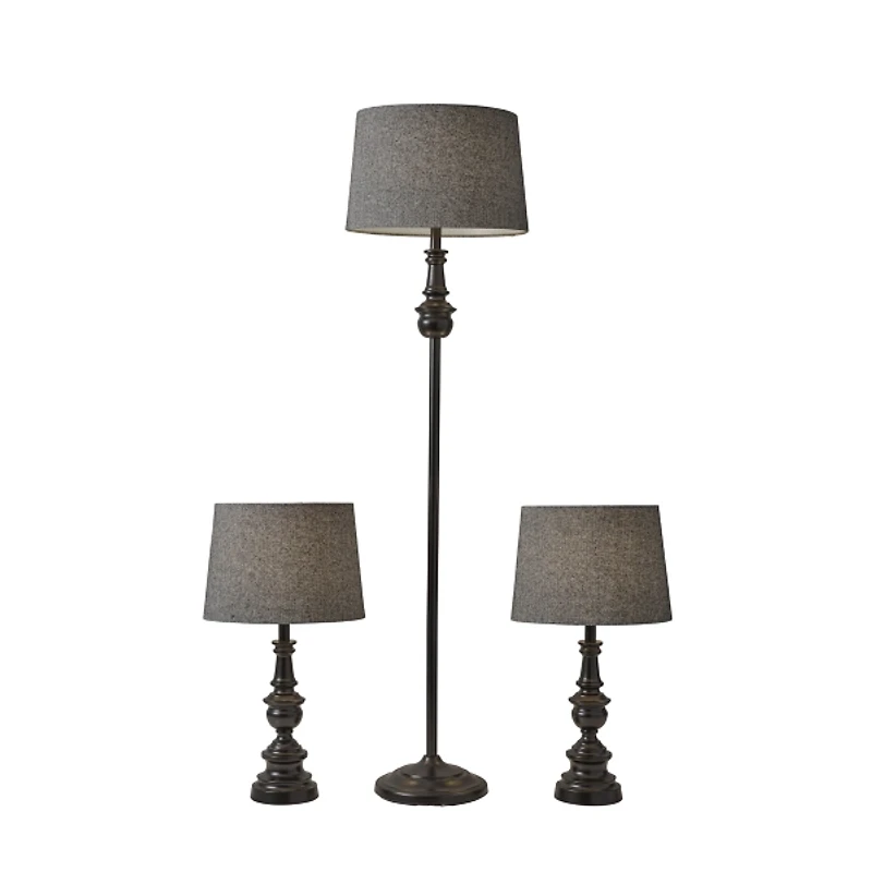 Black Lucas 3-pc. Table and Floor Lamp Set