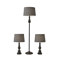 Black Lucas 3-pc. Table and Floor Lamp Set
