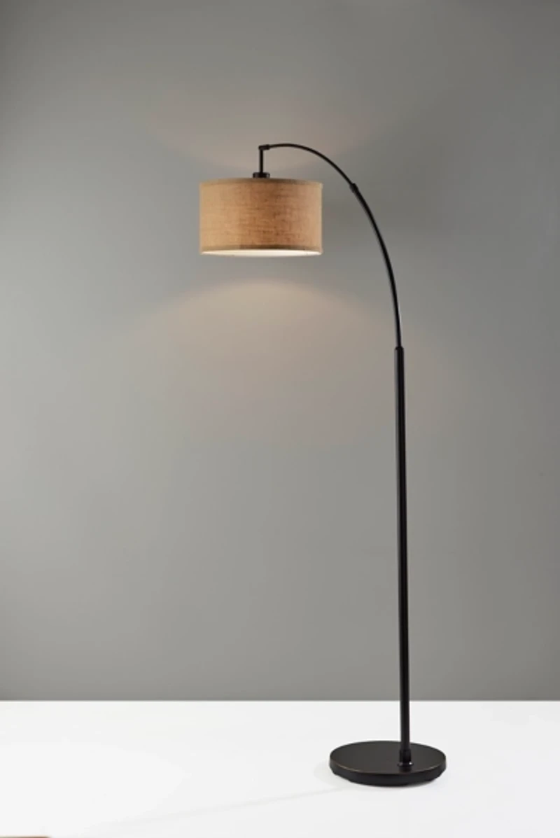Burlap Arc Floor Lamp