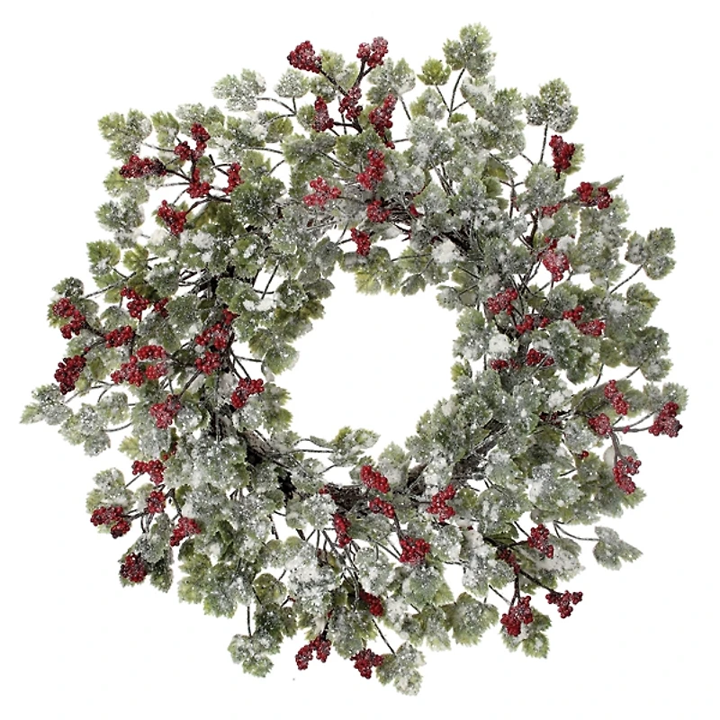 Frosted Berries and Grape Leaves Mini Wreath