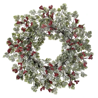 Frosted Berries and Grape Leaves Mini Wreath