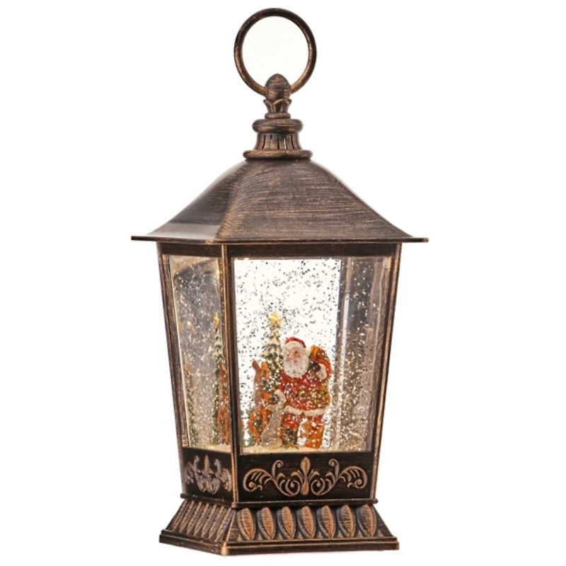 LED Santa with Deer Lantern Water Globe