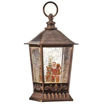 LED Santa with Deer Lantern Water Globe