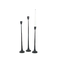 Black Cast Iron Taper Candle Holders, Set of 3