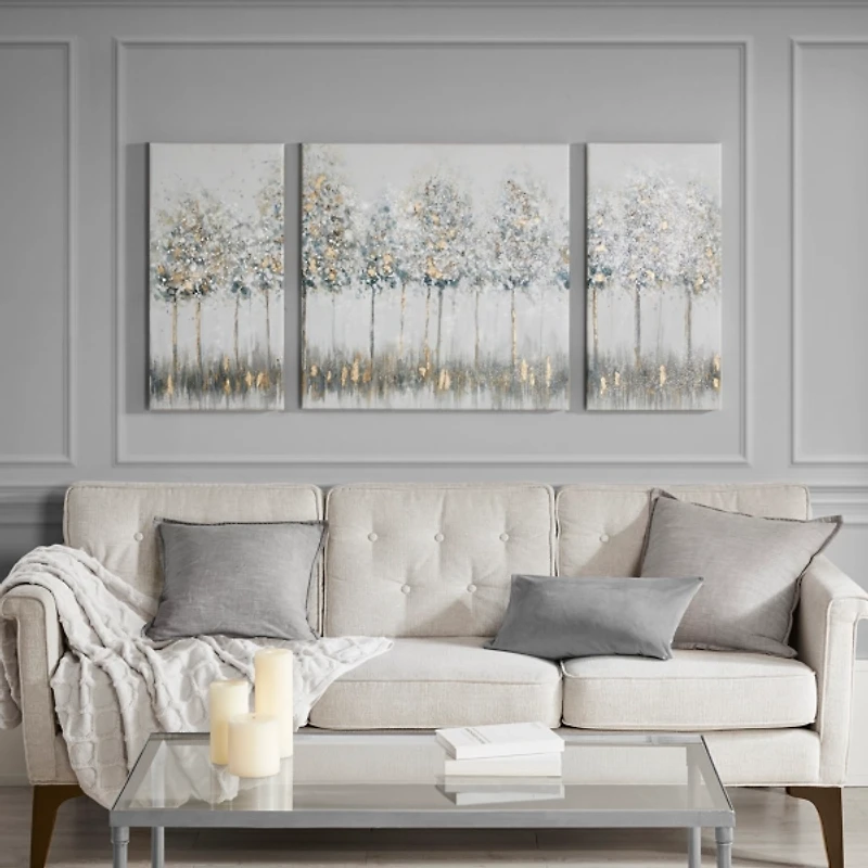 Blue and Gold Trees Canvas Art Prints, Set of 3