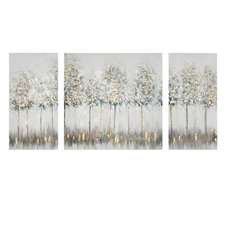 Blue and Gold Trees Canvas Art Prints, Set of 3