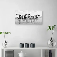 Grazing Cow Monochrome Canvas Art Print, 35x17 in.