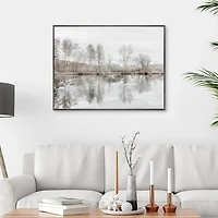 Taupe Water Mirror Framed Canvas Art Print