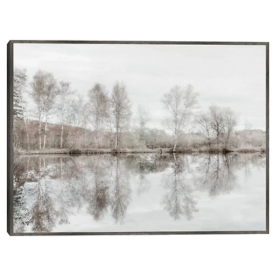 Taupe Water Mirror Framed Canvas Art Print