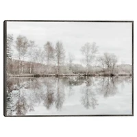 Taupe Water Mirror Framed Canvas Art Print