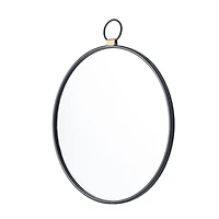 Black Metal Round Top Loop Wall Mirror