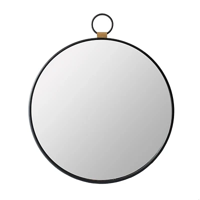 Black Metal Round Top Loop Wall Mirror