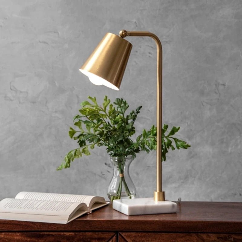 Brass Cone Desk Lamp with Marble Base