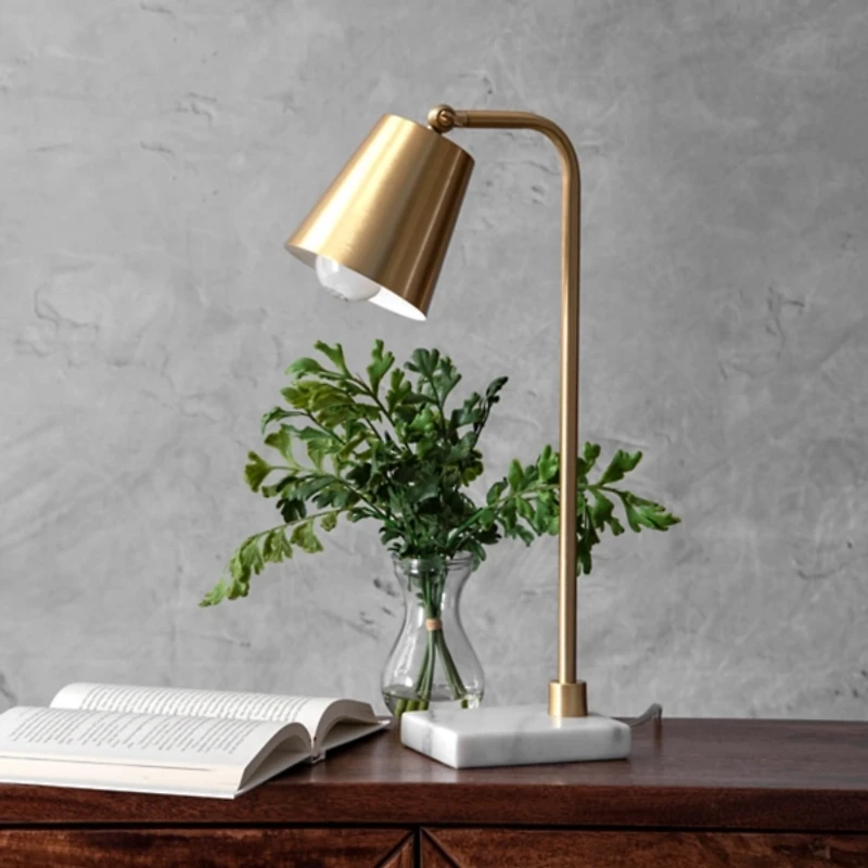 Brass Cone Desk Lamp with Marble Base