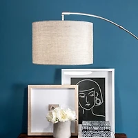 Silver Curved Floor Lamp with Marble Base