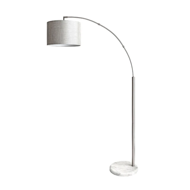 Silver Curved Floor Lamp with Marble Base