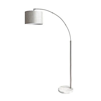 Silver Curved Floor Lamp with Marble Base