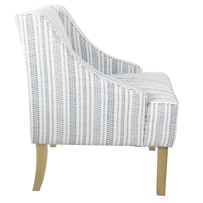 Blue Farmhouse Stripe Swoop Accent Chair