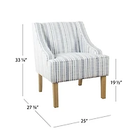Blue Farmhouse Stripe Swoop Accent Chair