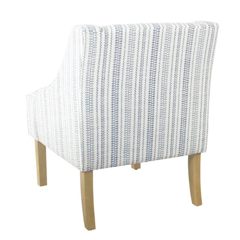 Blue Farmhouse Stripe Swoop Accent Chair