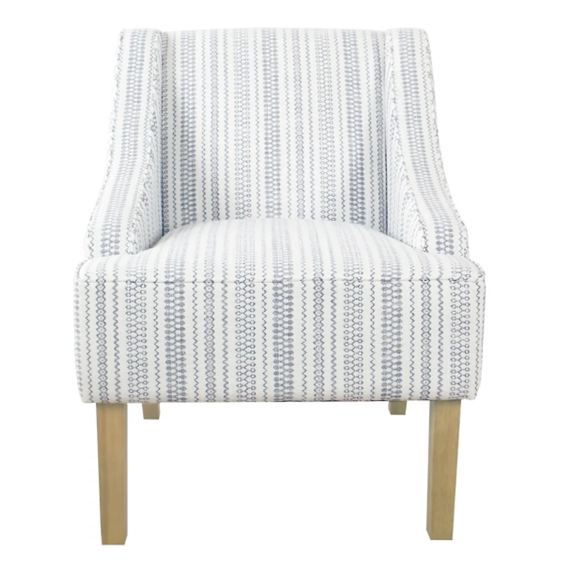 Blue Farmhouse Stripe Swoop Accent Chair