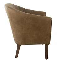 Brown Faux Leather Accent Chair