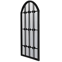Black Iron Arched Windowpane Mirror